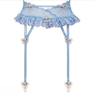 NWT 🍋 For Love & Lemons x Victoria's Secret blue floral garter belt